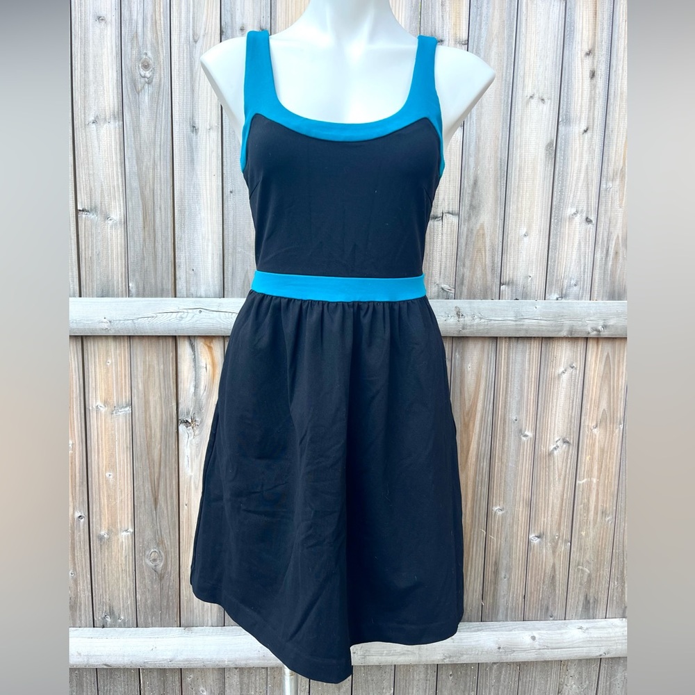 FINAL PRICE: Cynthia Rowley Black and Teal Dress with Pockets